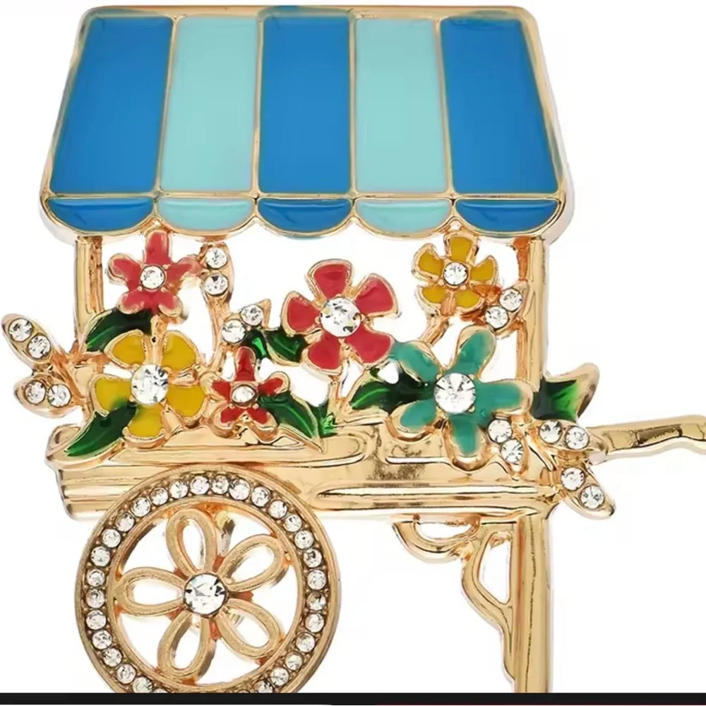 Flower Cart Brooch with Blue Canopy‎